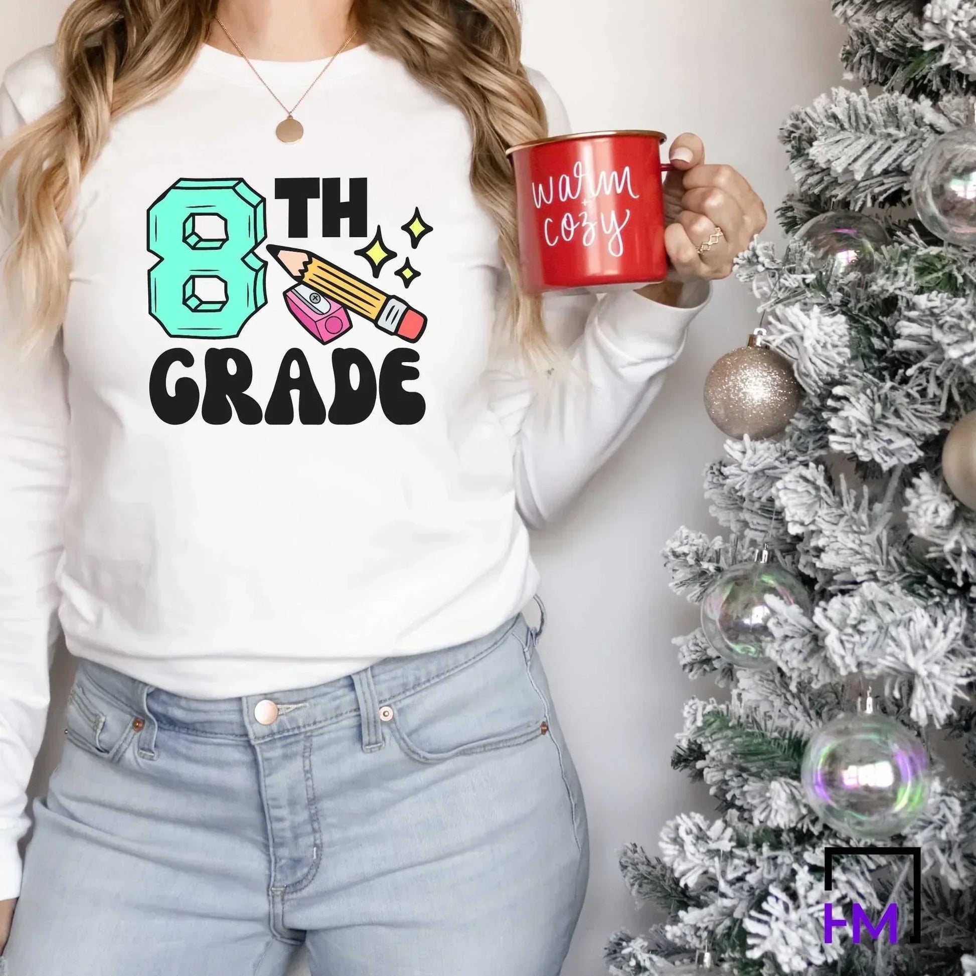 8th Grade Teacher Shirt | Great for New Middle School Team, Appreciation Gifts, 100th Day, Holiday Celebration, Christmas Presents for Her HMDesignStudioUS
