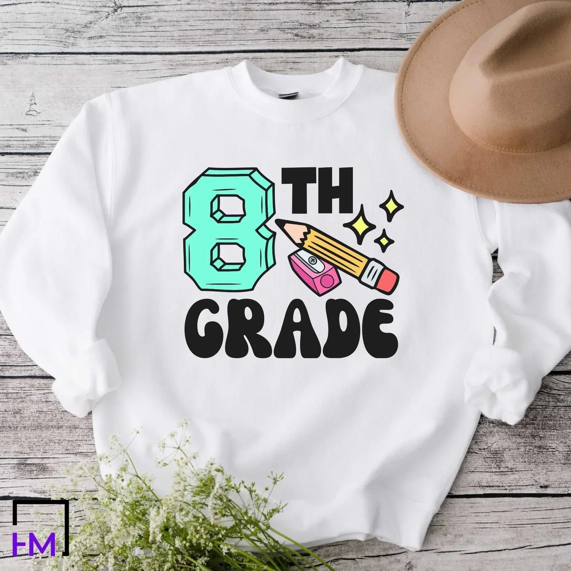 8th Grade Teacher Shirt | Great for New Middle School Team, Appreciation Gifts, 100th Day, Holiday Celebration, Christmas Presents for Her HMDesignStudioUS