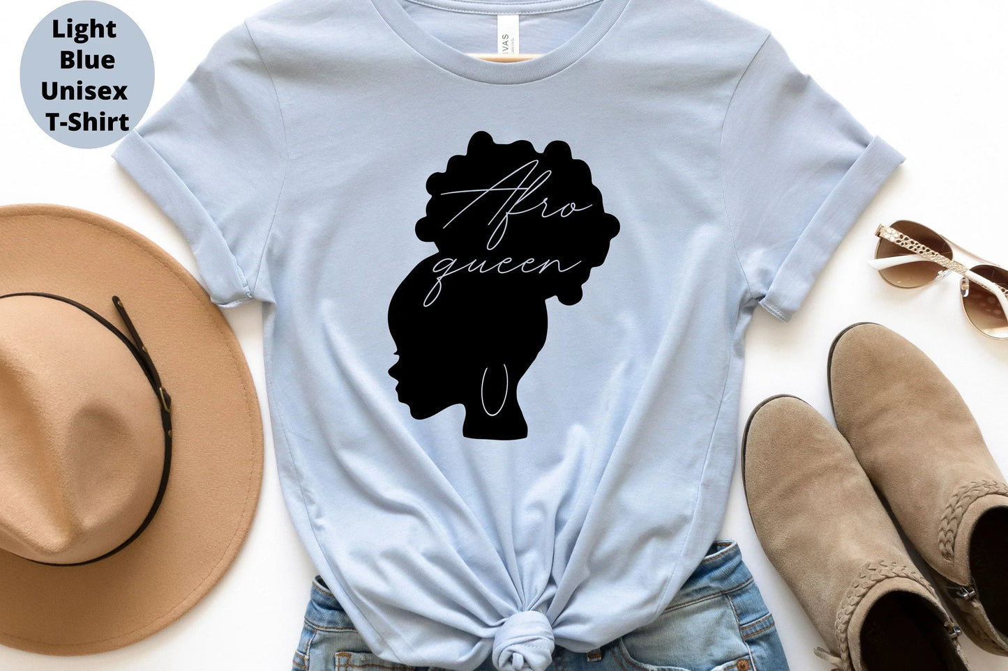 Afro Queen, Black Queen T-Shirt, BGM Shirt, Gift for Her, Women's Empowerment Sweatshirt, Feminist Hoodie, Black Girl Magic, Tops & Tees HMDesignStudioUS