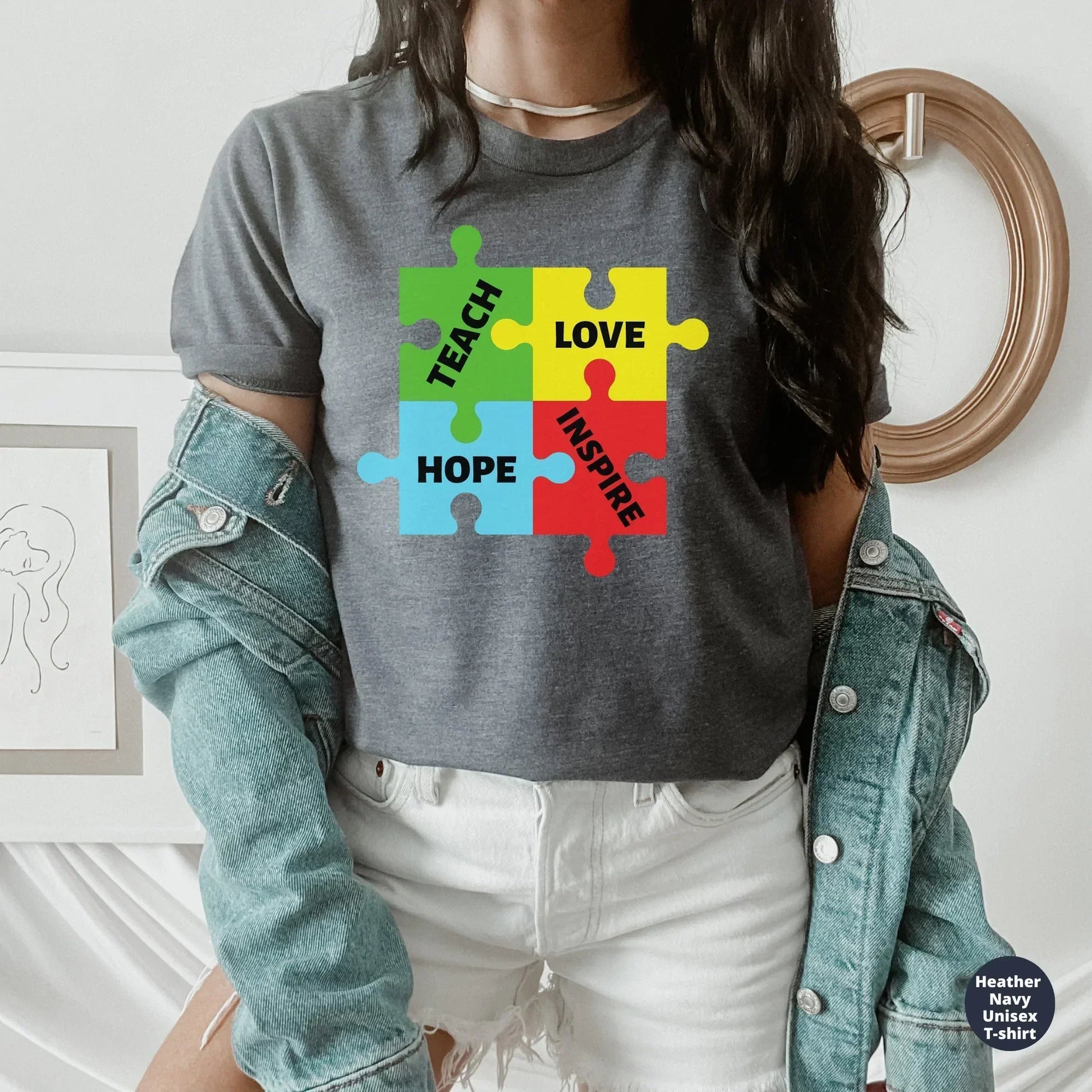 Autism Shirt | Puzzle Pieces TShirt For Teacher, Autism Awareness, Preschool Team, Elementary School, Special Education Student Appreciation HMDesignStudioUS