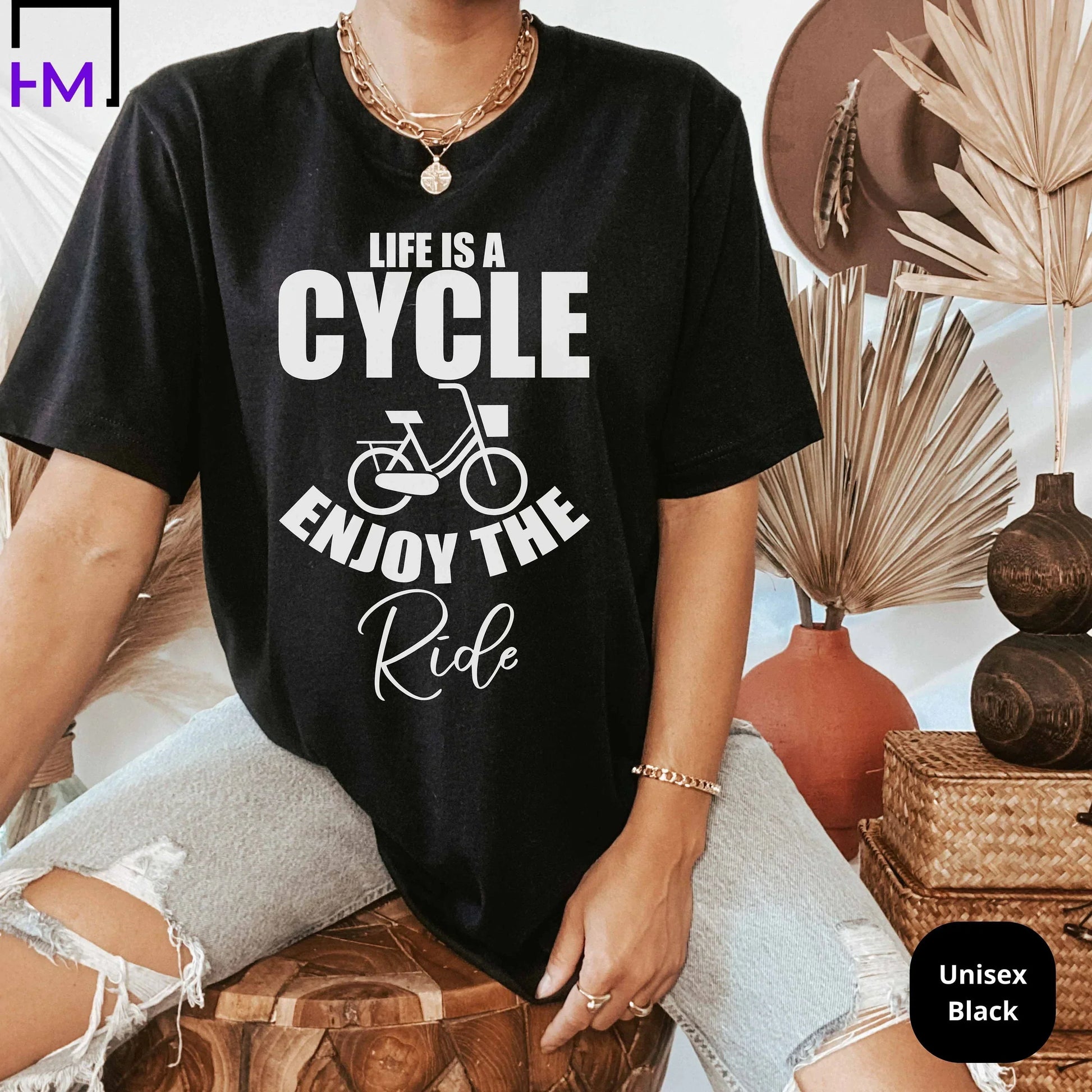 Bicycle Shirt, Cyclist Shirt, Gift for Bike Rider, Shirt for Biker, Bicycle Lover, Birthday Bicycle Gifts, Positive Mindset, Womens Bike Tee HMDesignStudioUS