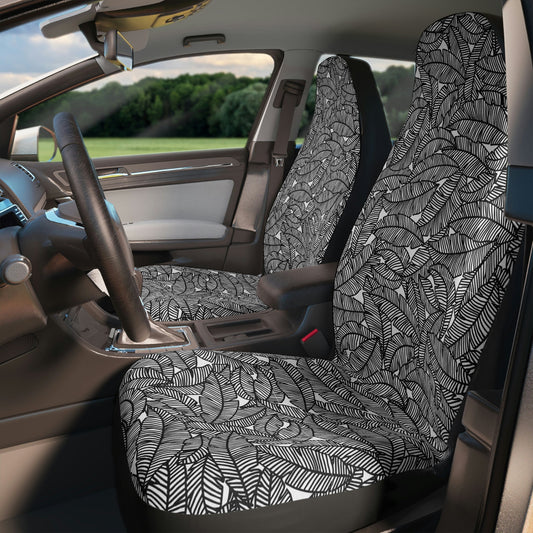 Black Leaf Boho Car Seat Cover