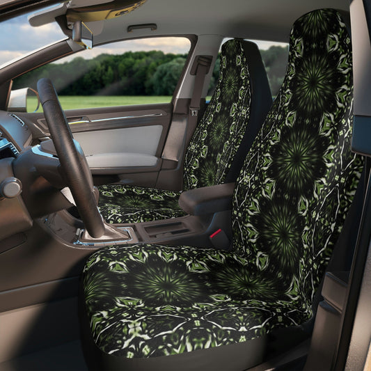 Black and Green Mandala Car Seat Cover