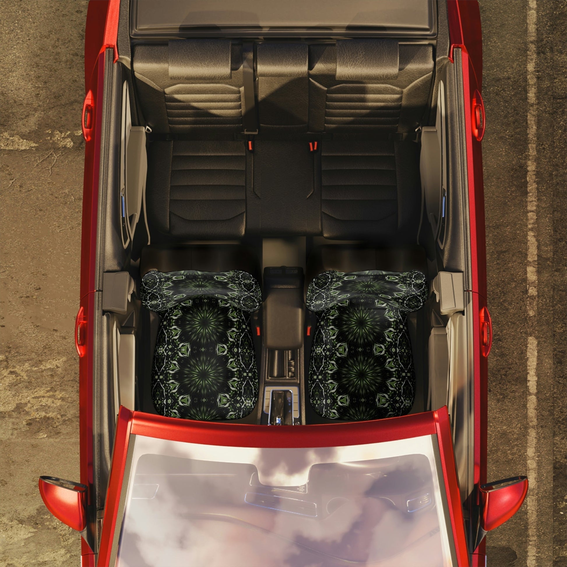Black and Green Mandala Car Seat Cover
