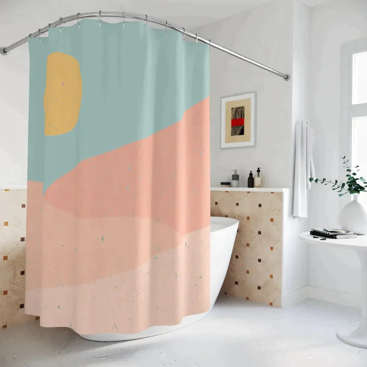 Boho Shower Curtain Bobo Scenic Shower Curtain, Cool Cute Bathroom Accessories, Groovy Retro Shower Curtain, Extra Long Shower Curtain HMDesignStudioUS