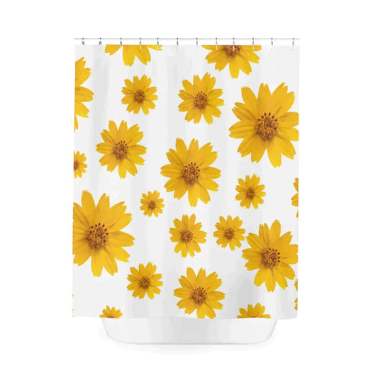 Boho Shower Curtain, Bobo Sunflower Floral Curtain, Cute Daisy Bathroom Accessories, Housewarming Gift, Hippie Decor, Extra Long Curtain