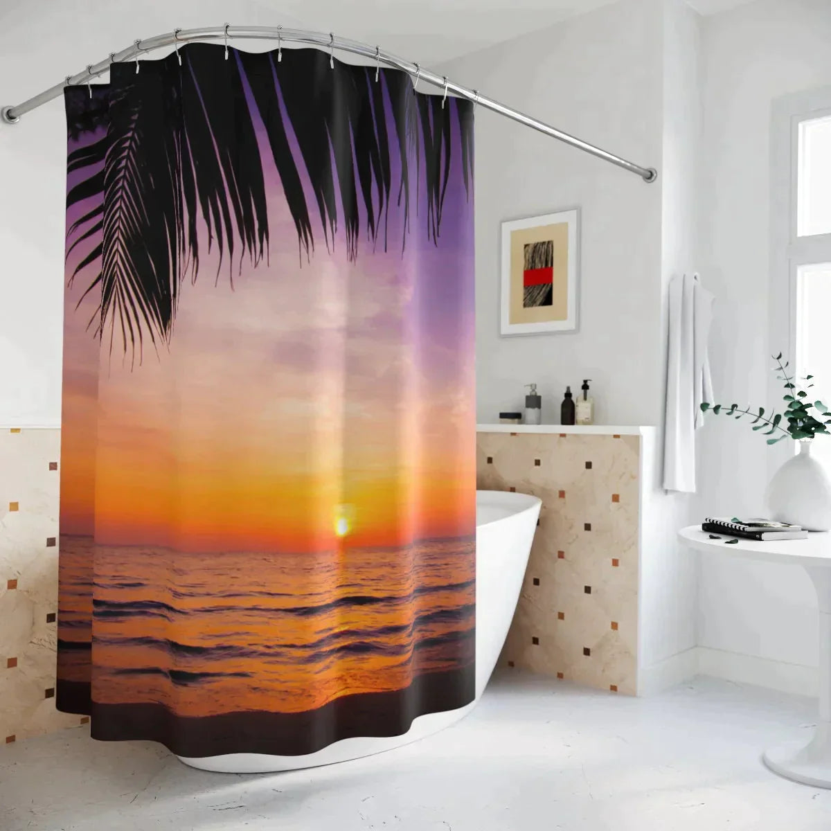 Boho Shower Curtain Bobo Sunset Shower Curtain, Cool Cute Bathroom Accessories, Groovy Retro Shower Curtain, Extra Long Shower Curtain HMDesignStudioUS