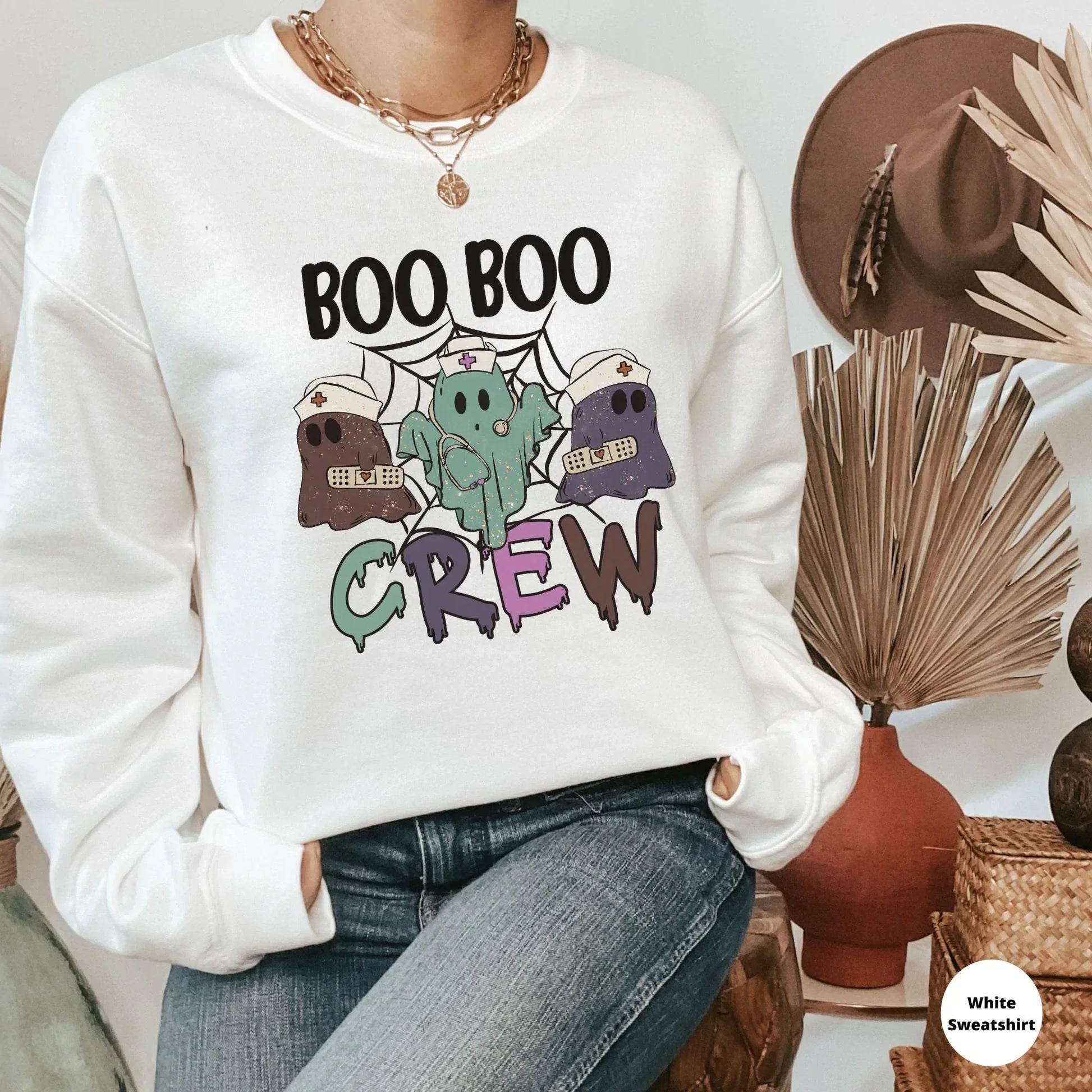 Boo Crew Halloween Nurse Shirt, Nursing Student Shirt, Nurse Gift, ER Nurse Sweatshirt, Spooky Nursing Hoodie, Gift for Nurse, Nurse practitioner HMDesignStudioUS