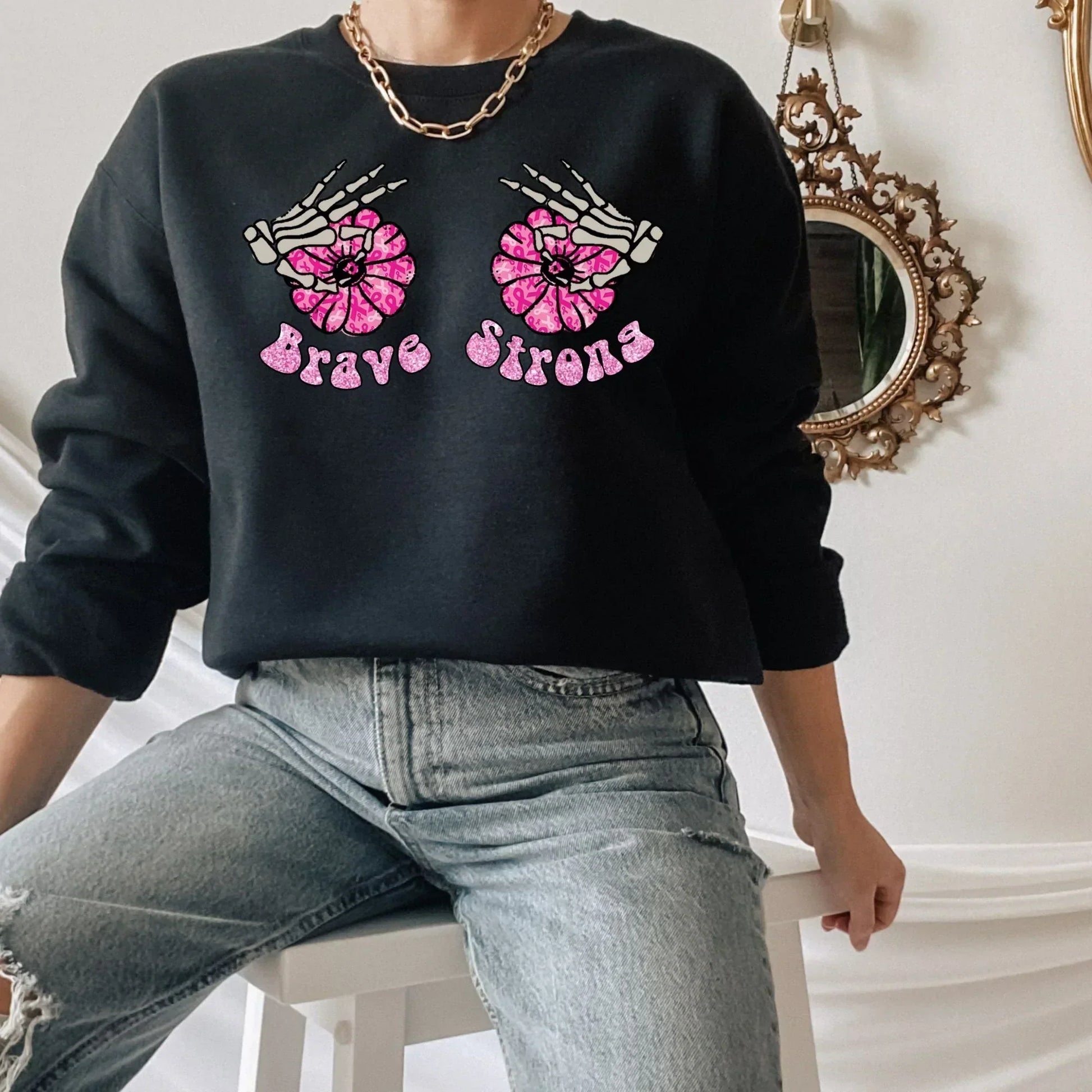 Funny Breast Cancer Shirt Laughing Through Tough Times