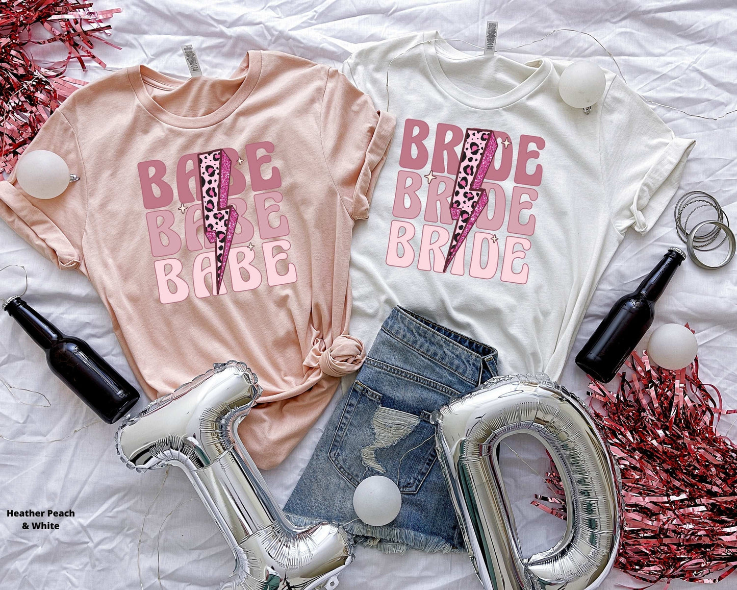 Bride and Babe Bachelorette Party Shirts, Funny Bridesmaids Shirts