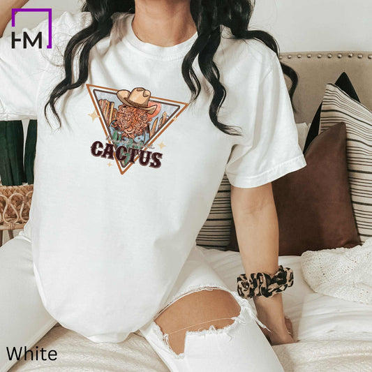 Cactus Comfort Colors Western Graphic Tee | Cowboy or Cowgirl T-Shirt