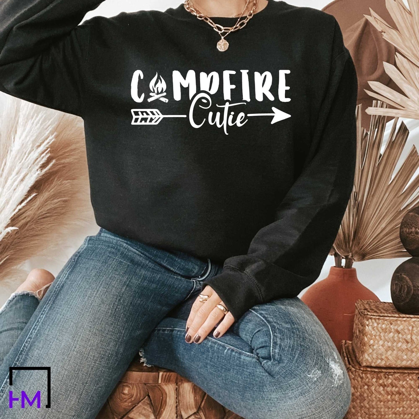 Campfire Cutie, Happy Camper Shirt, Adventure Time Gift, Camper Gifts for Women, Nature Lover Sweatshirt, Camping Presents, Hiking Tee HMDesignStudioUS