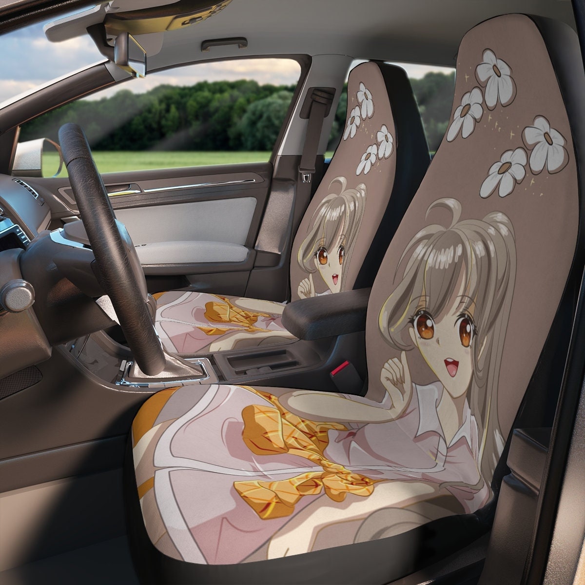Car Seat Covers, Anime Cute Car Accessories for Women, Hippie Car Decor, Universal Car Chair Cover, Anime Art Vehicle Seat Cover HMDesignStudioUS