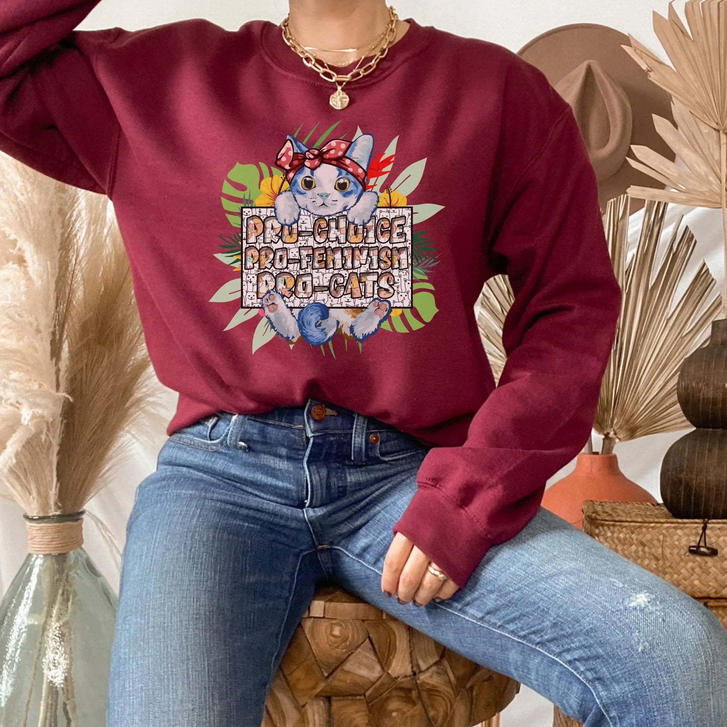 Cat Sweater, Cat Mom Sweatshirt, Cat Clothes, Pro Choice Hoodie, Pro Feminism Shirt, Cat Love, Funny Cat Themed gifts Cute Kawaii Cat Tshirt