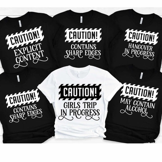 Caution Girls Trip in Progress Shirts, Funny Girls Trip Gifts HMDesignStudioUS