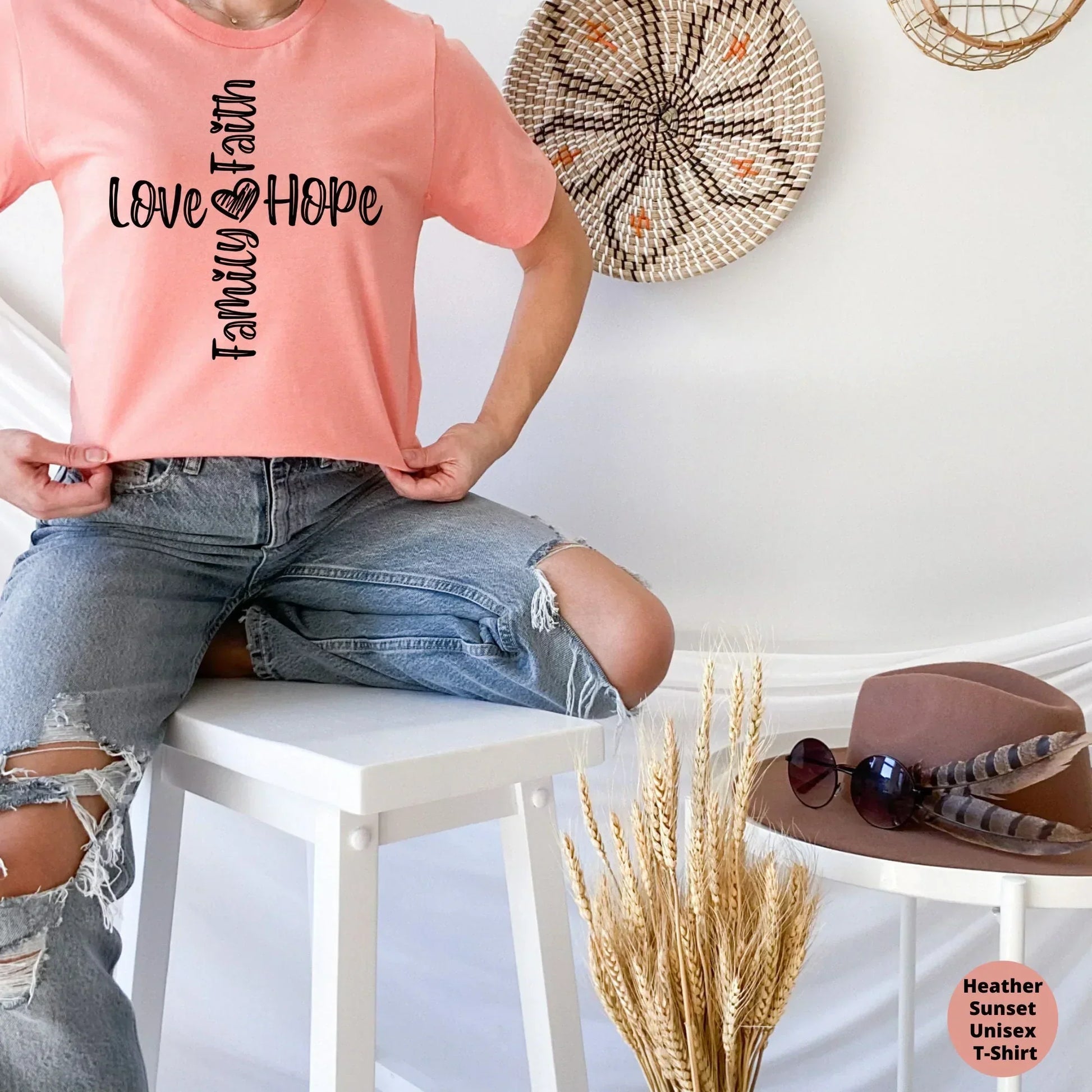 Christian Shirt, Love Faith Hope Family Sweatshirt, Jesus Inspired, I love God Hoodie, Biblical Religious Gifts, Blessed Highly Favored Tops