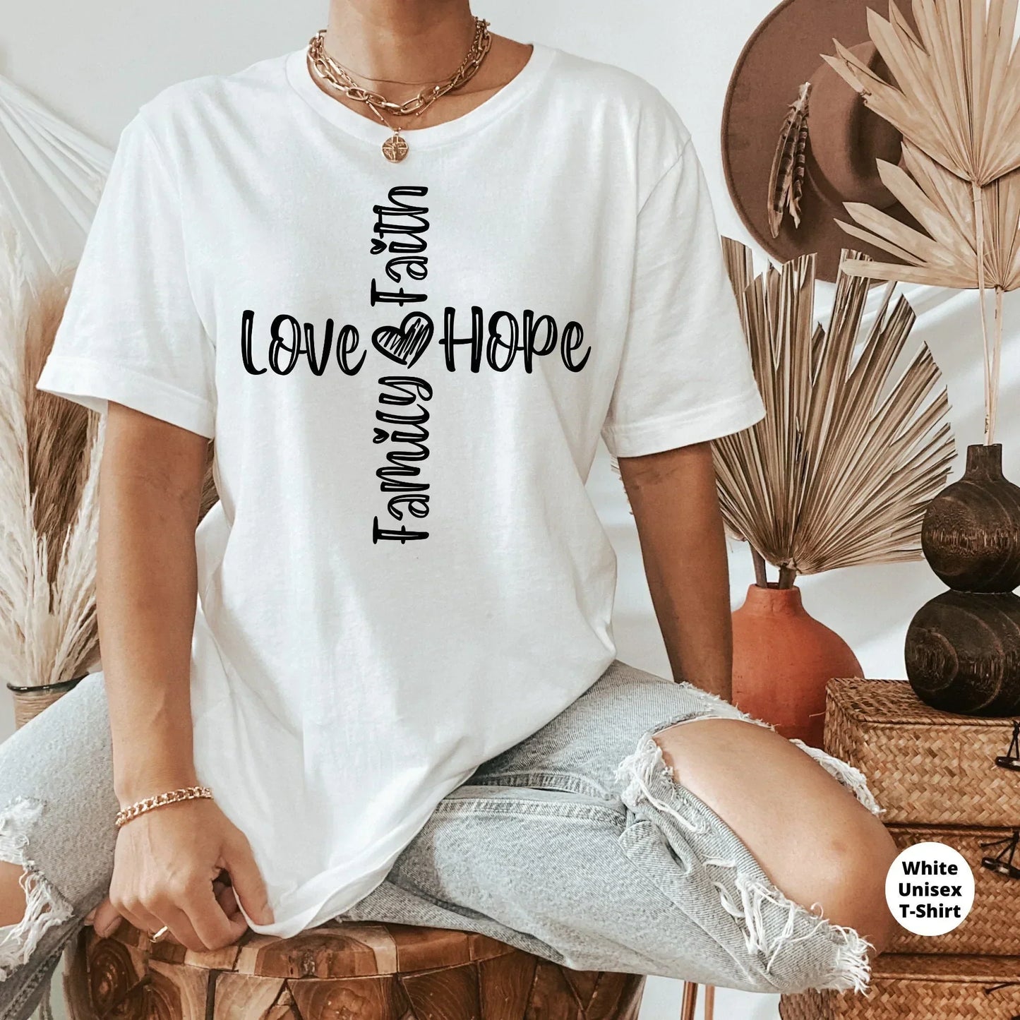 Christian Shirt, Love Faith Hope Family Sweatshirt, Jesus Inspired, I love God Hoodie, Biblical Religious Gifts, Blessed Highly Favored Tops HMDesignStudioUS