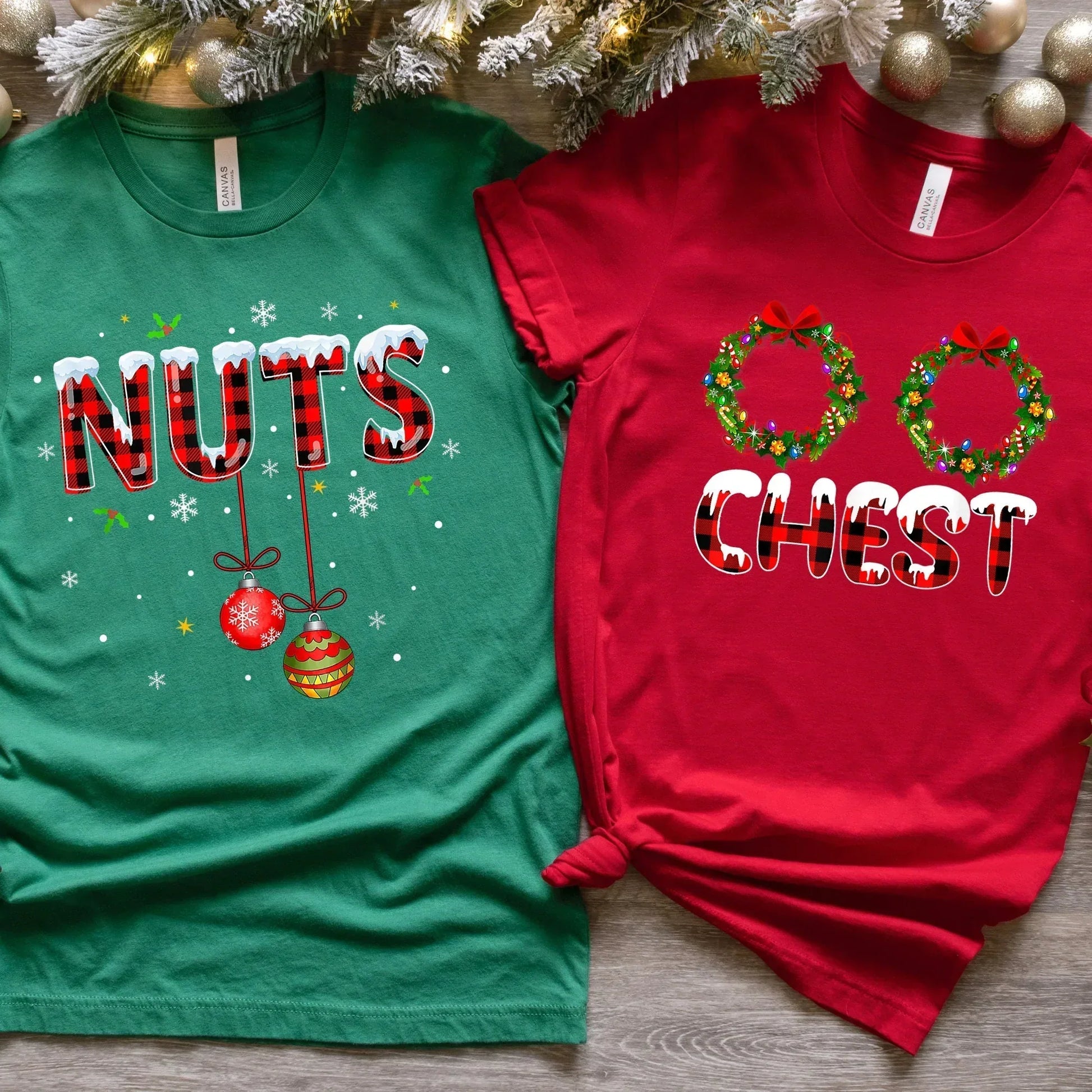 Christmas Family Shirts, Funny Christmas Couples T-shirt, Xmas Crew Tees, Chest Nuts Matching Family Tops, Gifts for him Christmas Shirts HMDesignStudioUS