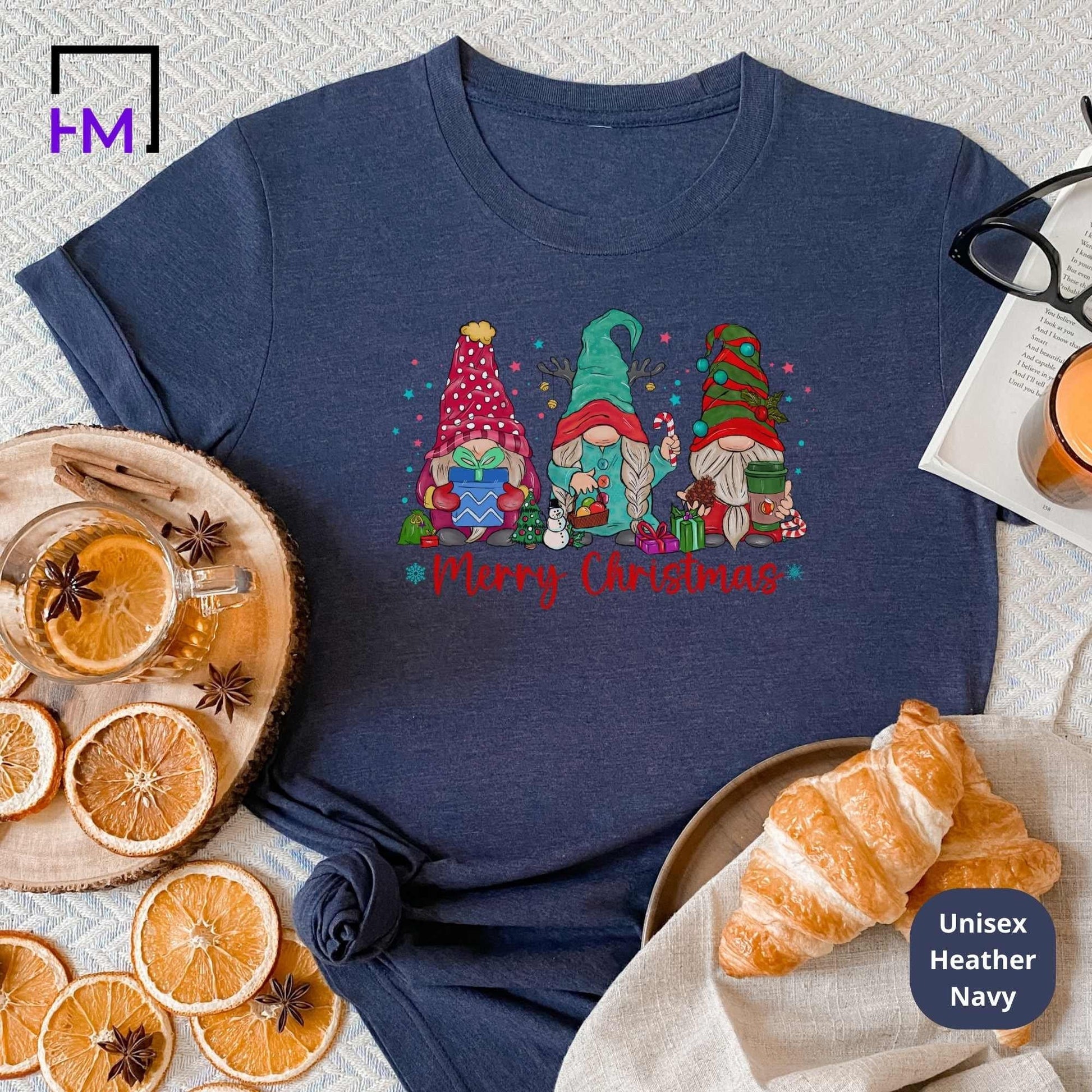 Christmas Gnome Sweatshirt | Warm Cozy Fall Crewneck Sweater for Coffee Lovers, Bestie X-Mas Presents, Avail in TShirt, Hoodie, Plus Size HMDesignStudioUS