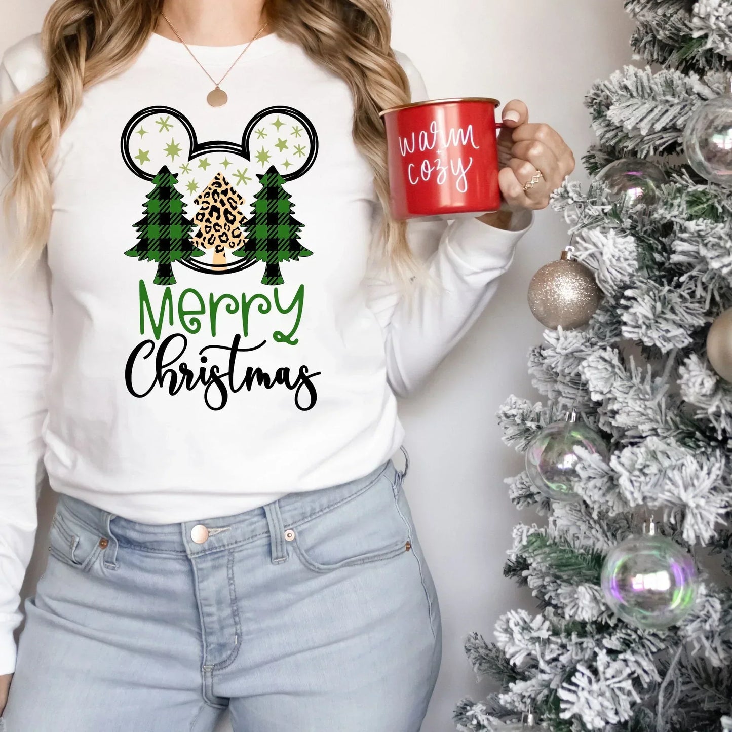 Christmas Tree Shirt, Holiday Vacation Sweatshirt, Merry Christmas Crewneck, Chunky Sweater, Matching Family Pajamas Photos, Mouse Xmas HMDesignStudioUS