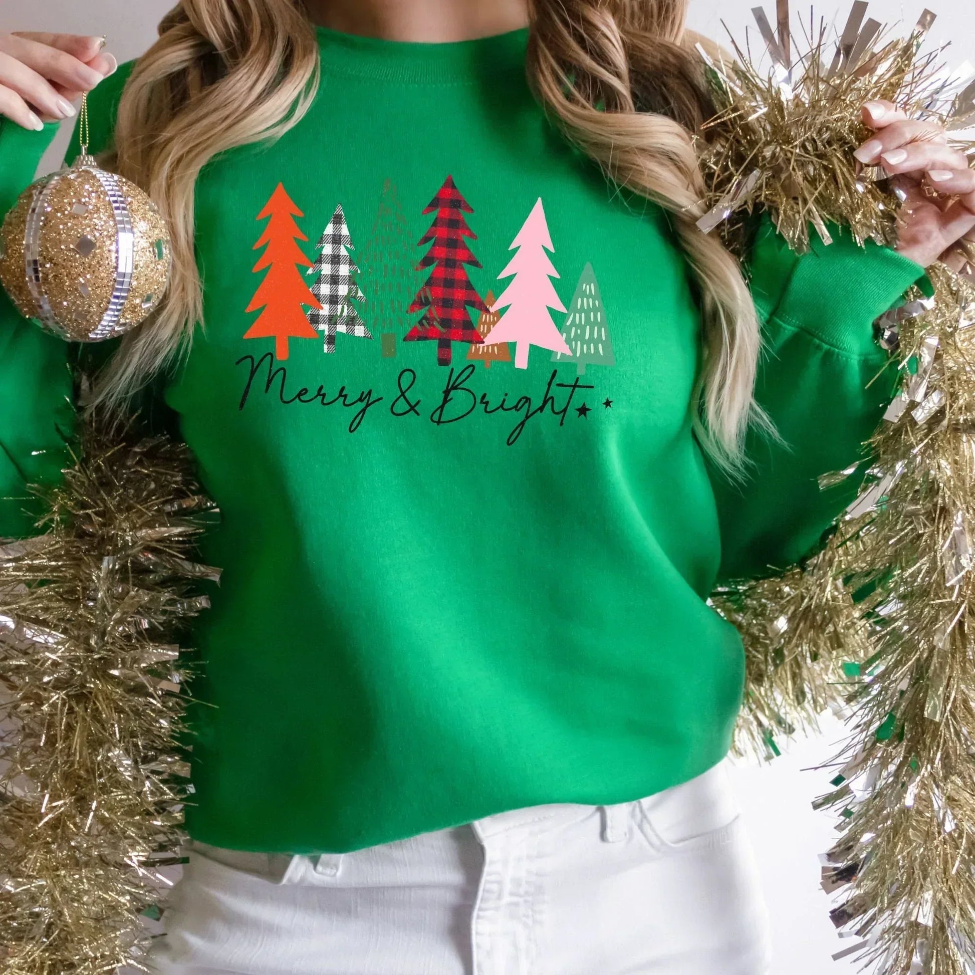 Christmas Tree Shirt, Merry and Bright Sweatshirt, Merry Christmas Crewneck, Chunky Sweater, Xmas Pajamas, Happy New Years Eve Countdown HMDesignStudioUS