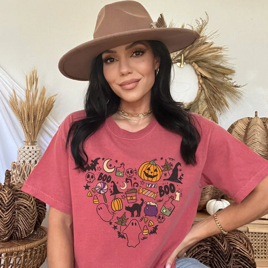 Comfort Colors, Halloween Cat Shirt, Fall Apparel, Pumpkin Shirt, Cute Retro Halloween Shirt, Witch Shirt, Vintage Spooky Tshirt