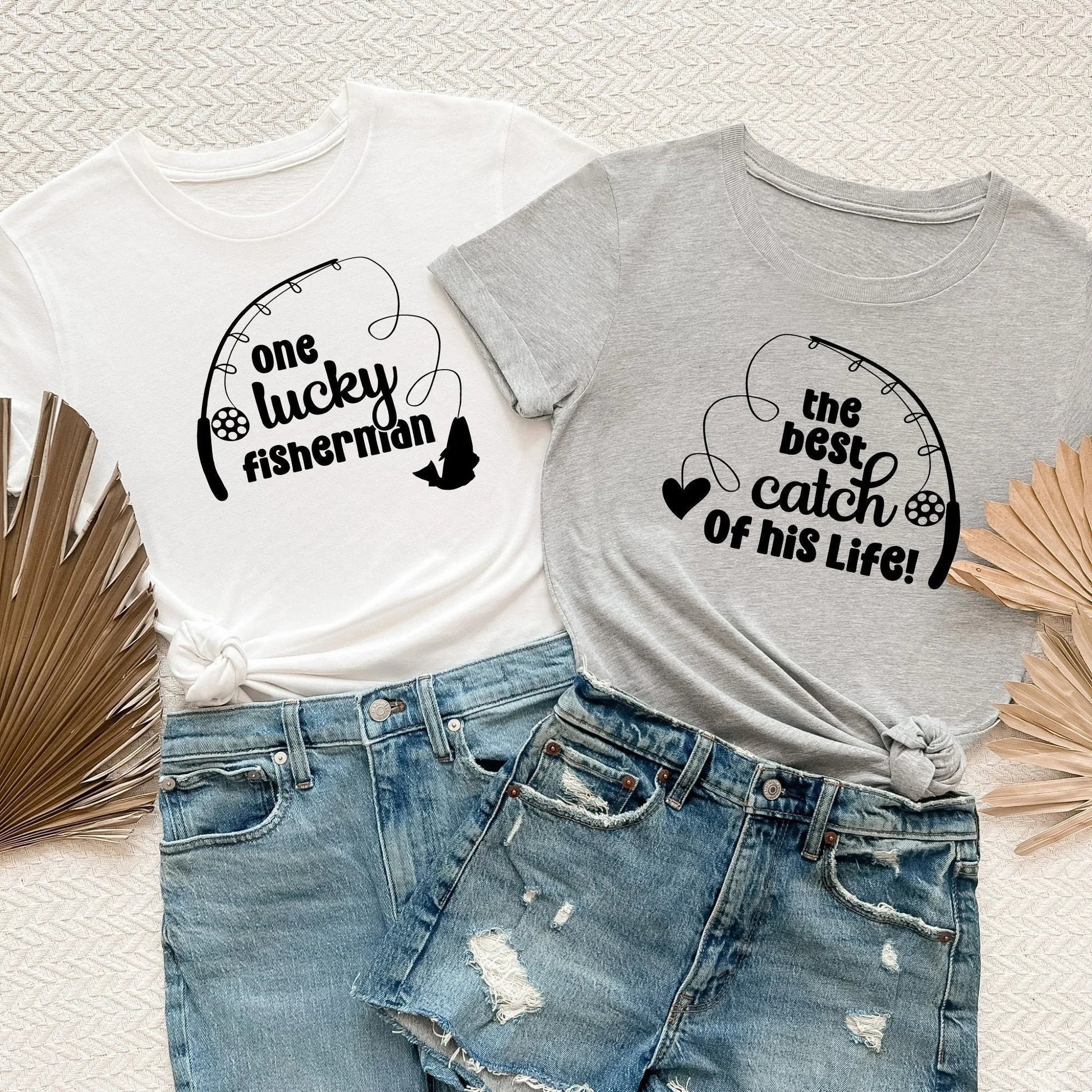 Couples Shirts, Couples gift for boyfriend, Lucky Fisherman, Engagement Announcement Photos, Cute Couples Sweaters/Hoodie, Wedding Present HMDesignStudioUS