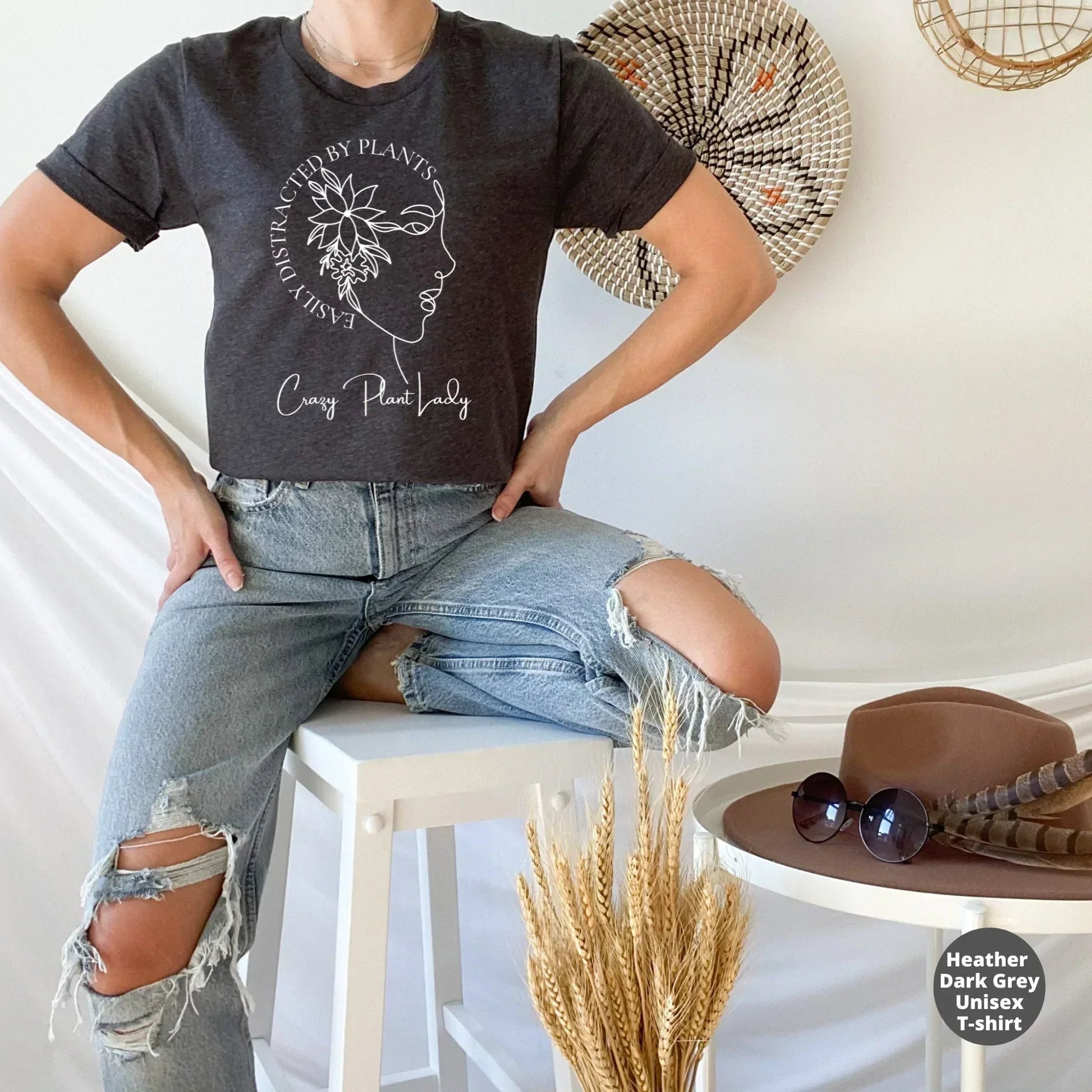 Crazy Plant Lady - Easily Distracted by plants - Plant Mom - Plant Lady Shirt - Plant Mom Gift - Vegan Shirt - Plant Lover Tee - Plant Based