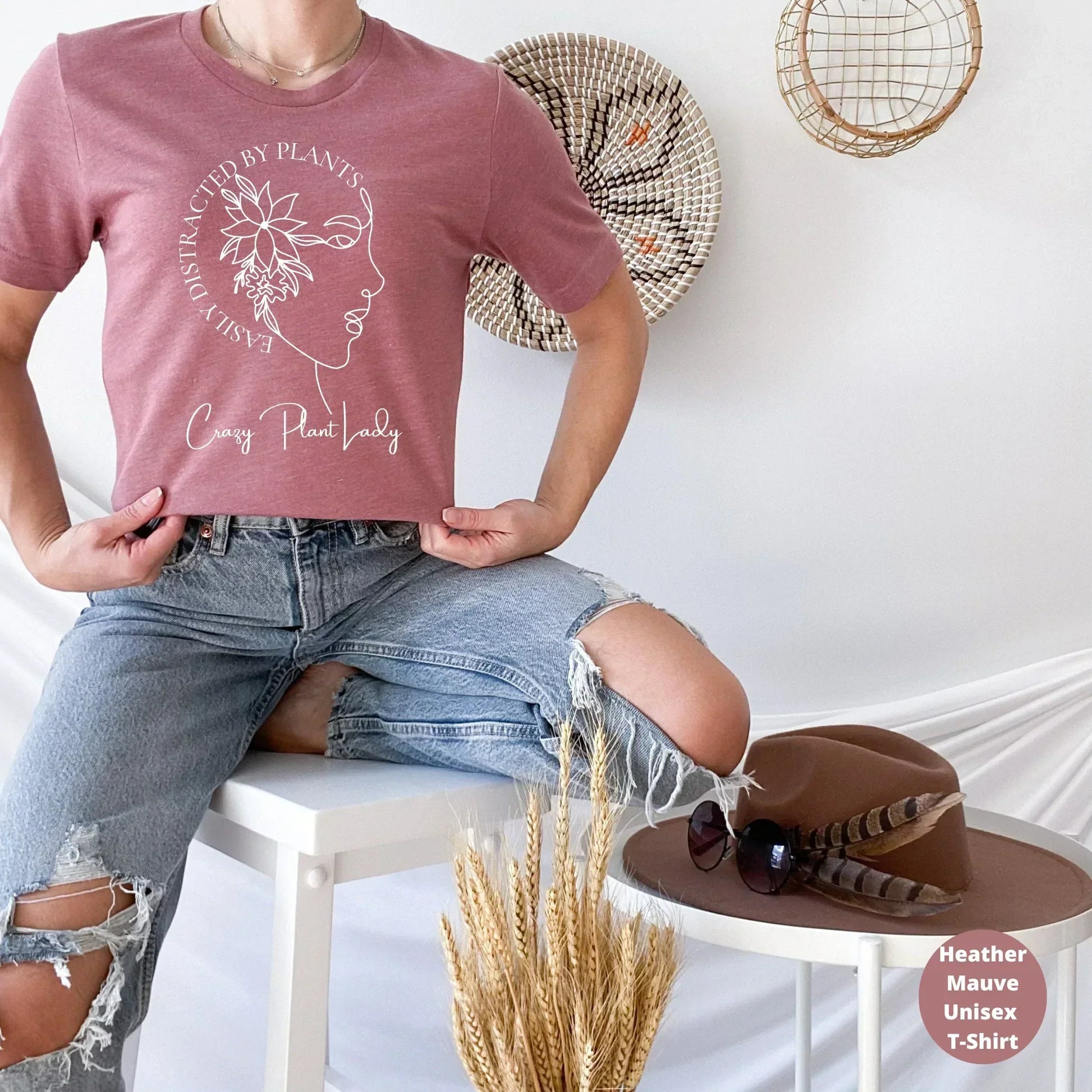 Crazy Plant Lady - Easily Distracted by plants - Plant Mom - Plant Lady Shirt - Plant Mom Gift - Vegan Shirt - Plant Lover Tee - Plant Based