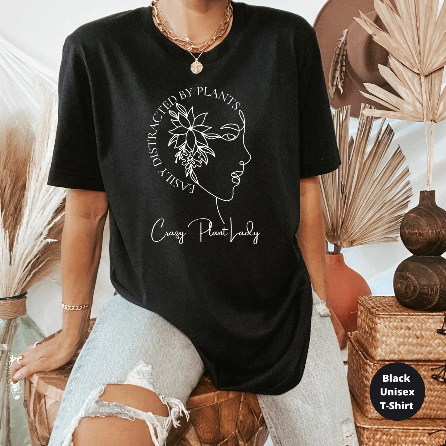 Crazy Plant Lady - Easily Distracted by plants - Plant Mom - Plant Lady Shirt - Plant Mom Gift - Vegan Shirt - Plant Lover Tee - Plant Based HMDesignStudioUS