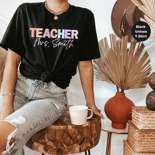 Custom Teacher Shirt, New Team Sweaters, Personalized Back to School Tshirt, Appreciation Gifts, Customized Name, Elementary Middle High HMDesignStudioUS