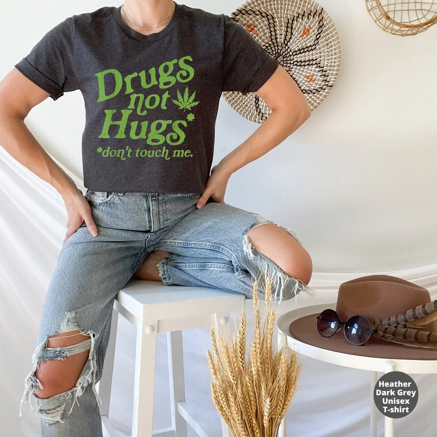 Drugs Not Hugs, Funny Stoner Shirt HMDesignStudioUS