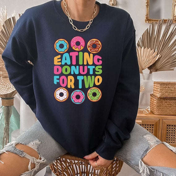 Eating Donuts for Two, Funny Pregnancy & Gender Reveal Shirt, The Perfect Keepsake for Your Pregnancy