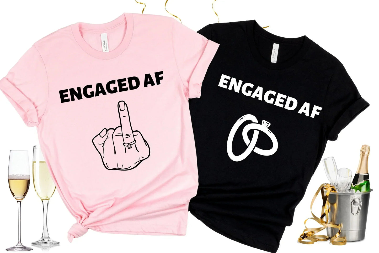 Engagement Shirt, Announcement Tee, Bachelorette Party Shirt, Bridal Shower Shirt, We're Engaged, Engaged Af Shirt, Couples Shirts HMDesignStudioUS