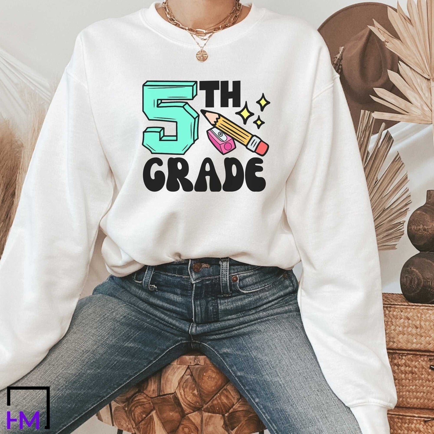 Fifth Grade Teacher Sweater | Great for New Teacher Elementary Teams, Appreciation Gifts, 100th Day, Holiday Celebration, Christmas Presents HMDesignStudioUS