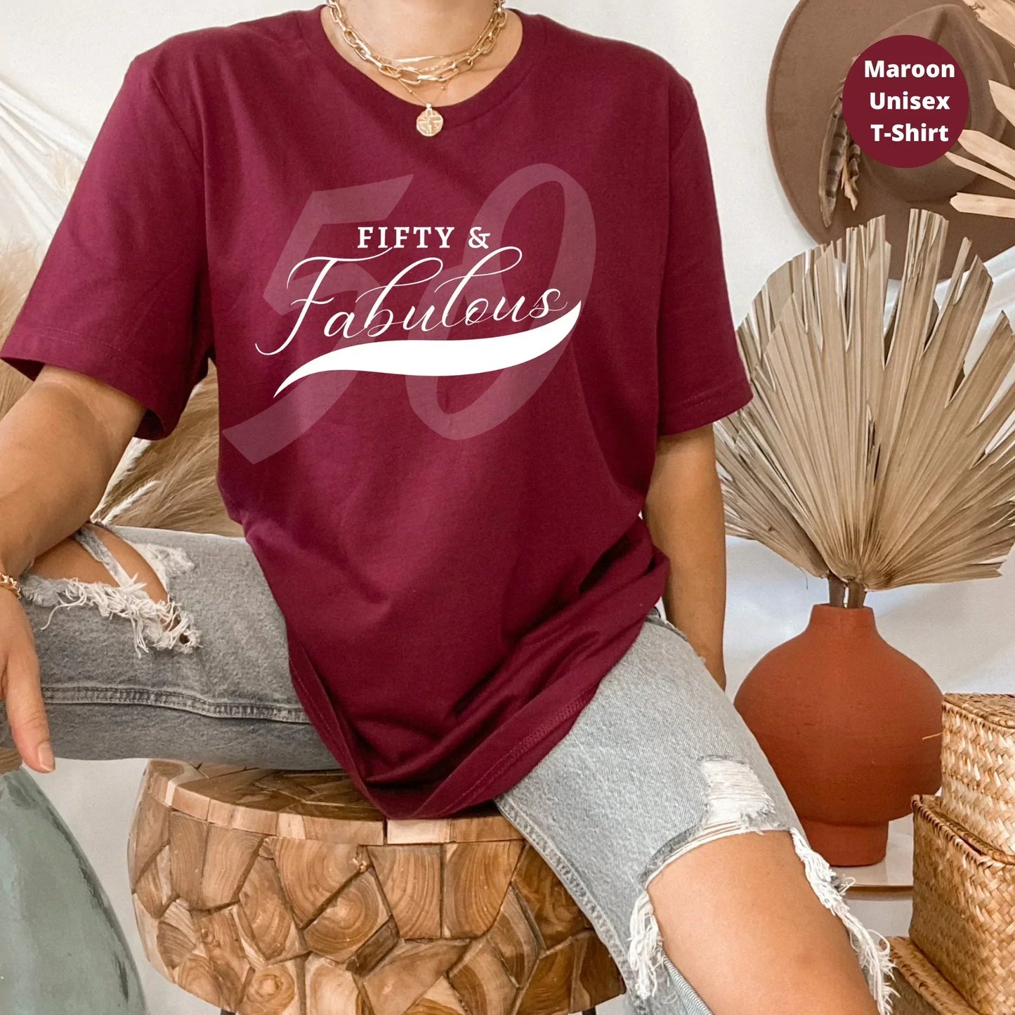 Fifty and Fabulous Shirt, 50th Birthday Shirt - Celebrate Your Milestone in Style! HMDesignStudioUS