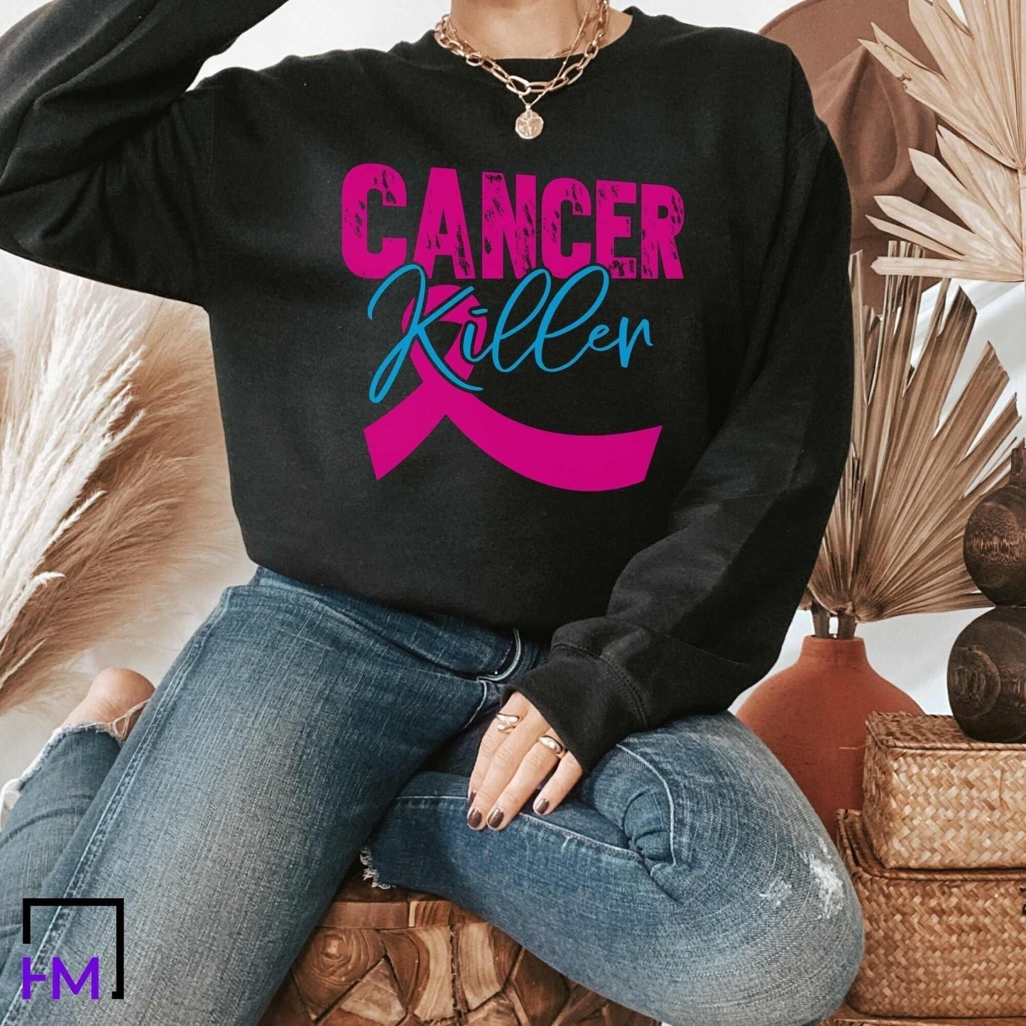 Fight Cancer in Every Color T-shirt, World Cancer Awareness Gift, Cancer Ribbon Tee, Cancer Survivor Sweater, Pink Cancer Support Sweatshirt HMDesignStudioUS