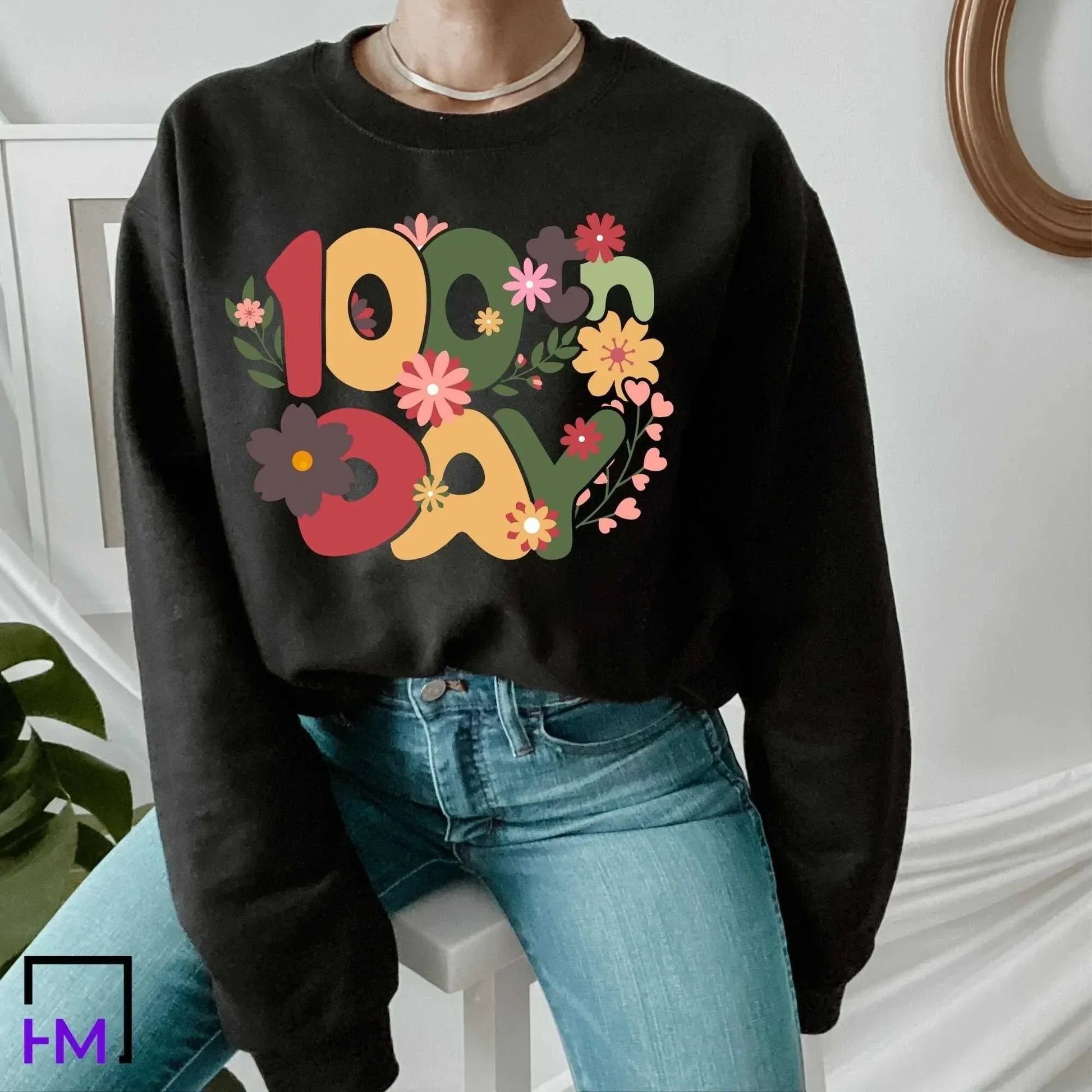 Floral 100 Days of School Shirt