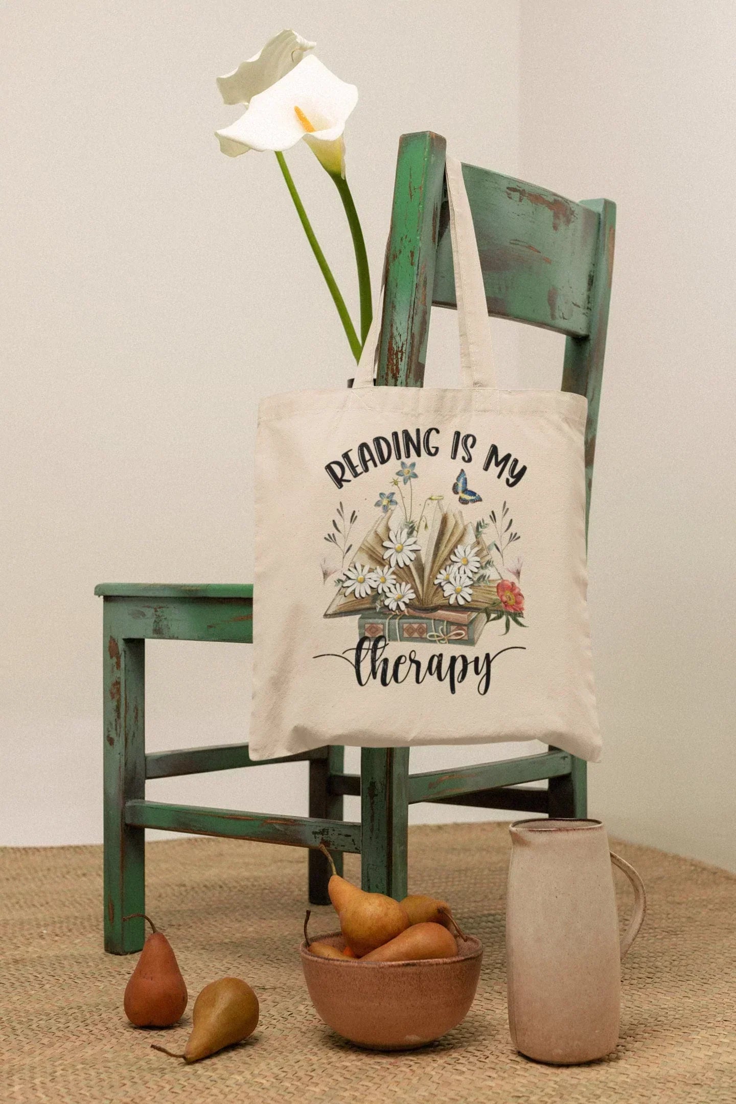 Floral Book Tote Bag, Teachers Gift, Book Lover Gift, Jumbo Canvas Zippered Tote Bag, Library Tote, Bookworm Gift, Eco Friendly Student Tote HMDesignStudioUS