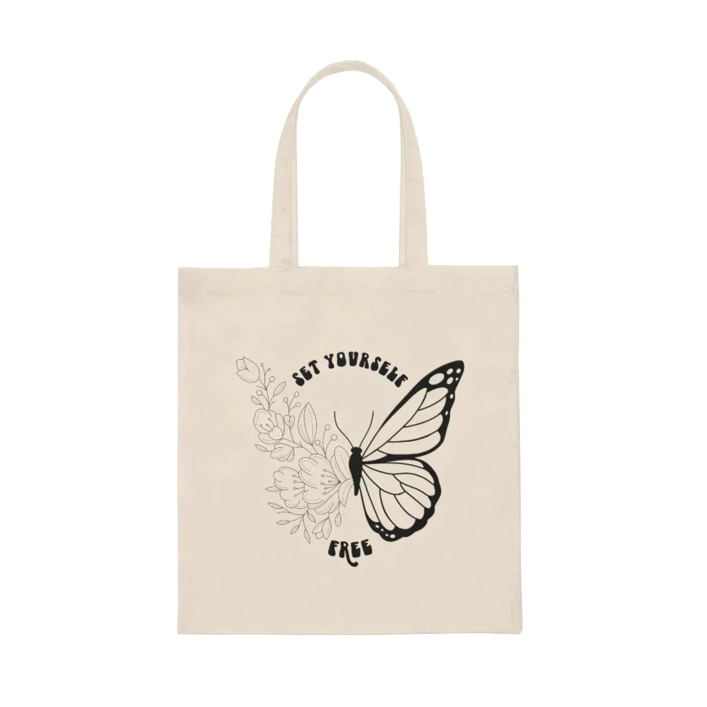 Floral Tote Bag Aesthetic, Butterfly Reusable Grocery Bag, Large Book Tote Bag, Cute Retro Nature Tote Bag, Wildflower Canvas Bag, Sunflower