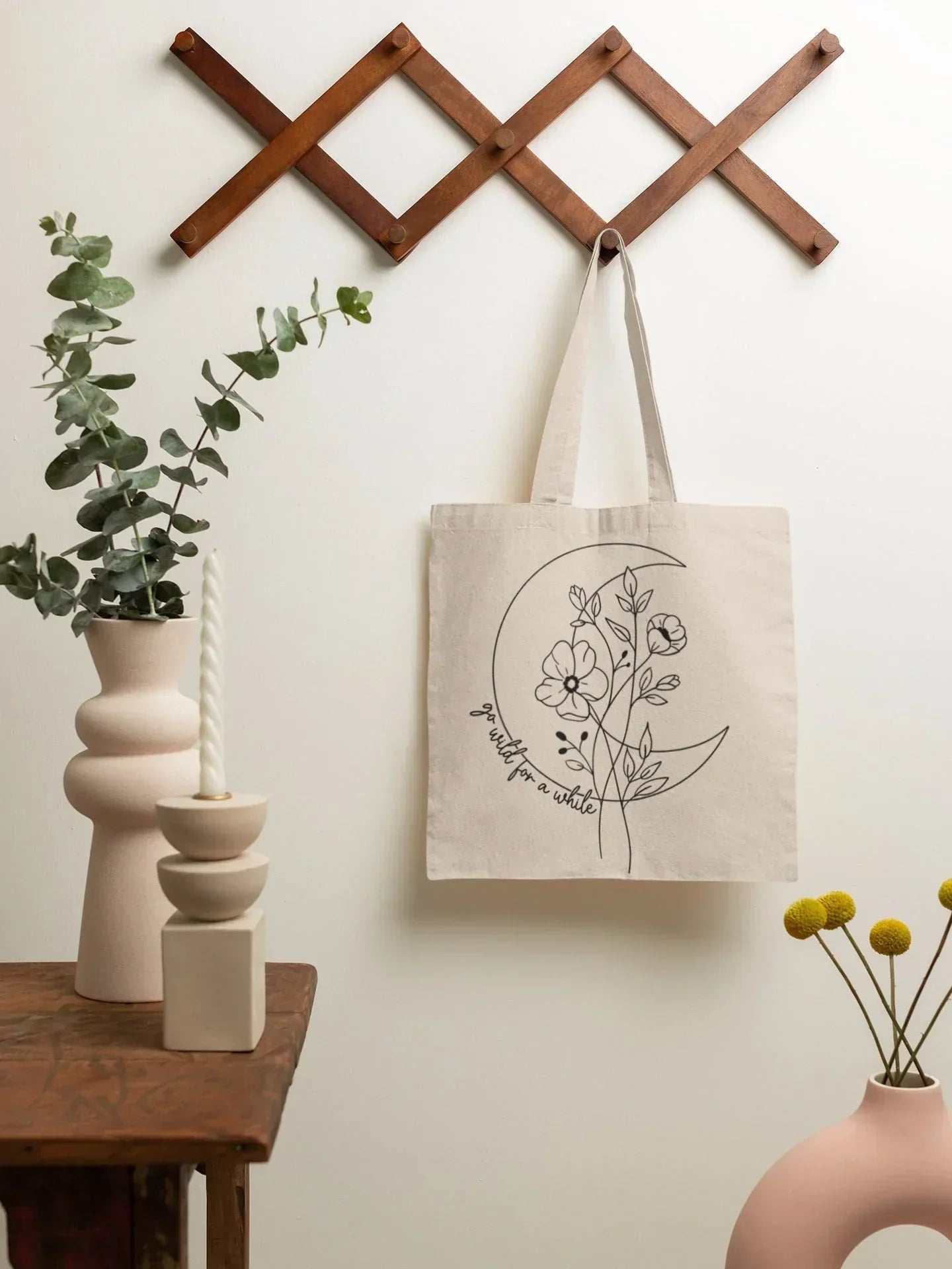Floral Tote Bag Aesthetic, Moon Reusable Grocery Bag, Large Tarot Tote Bag, Cute Retro Nature Tote Bag, Wildflower Canvas Bag, Sunflower HMDesignStudioUS