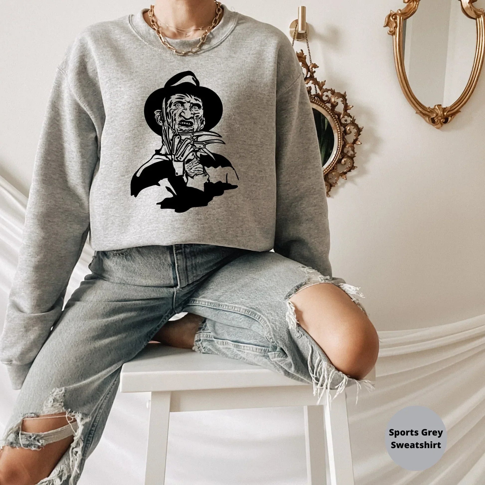 Freddy Horror Movie Shirt, Scary Sweater, Spooky Crewneck, Creepy Sweatshirt, Horror and Chill Lover, Fright Night Gift for Men Women HMDesignStudioUS