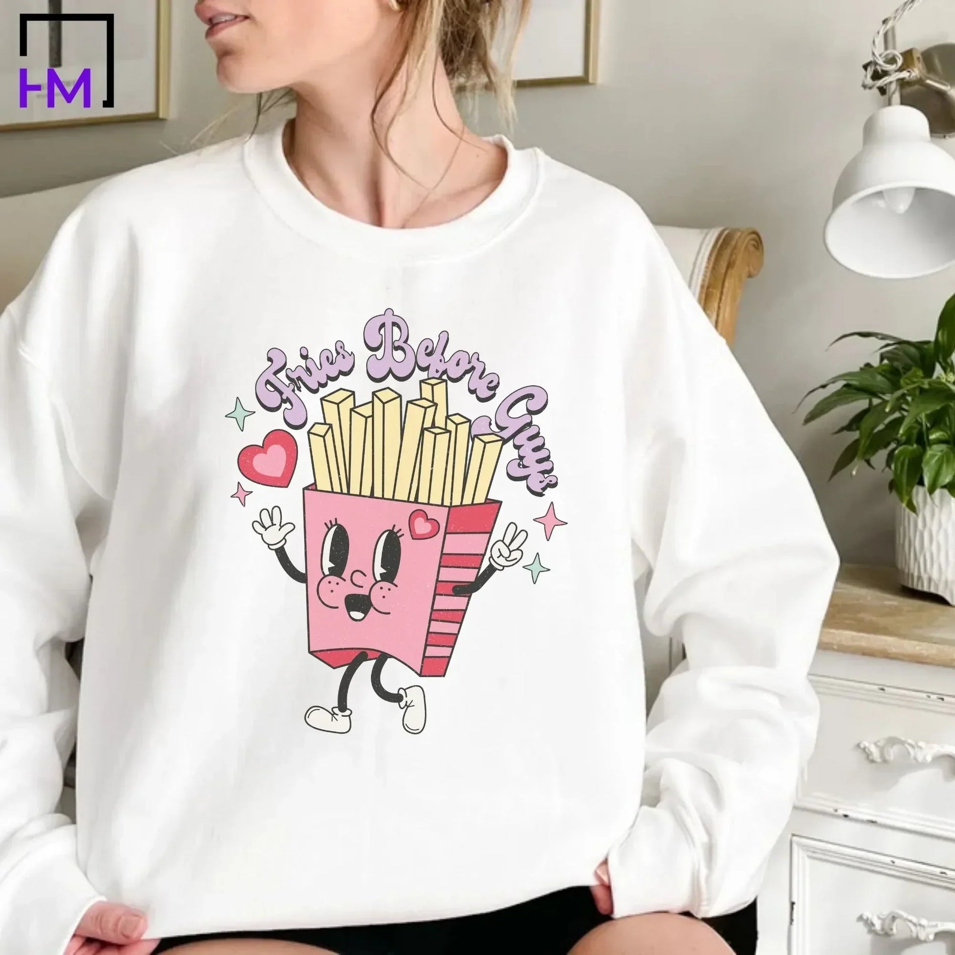 Fries Before Guys, Funny Valentine's Day Shirt, Bestie Valentine's Gift for Her, Love Shirts for Women, Cute V-Day Shirt, Proud to Be Single, Self Love Shirt HMDesignStudioUS