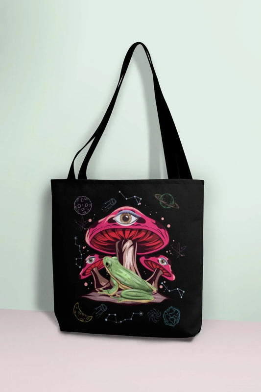 Frog Tote Bag, Mushroom Tote Bag, Frog and Toad Canvas Bag, Vintage Cottagecore Lovers Gifts, Dark Academia Reusable Bag, Pastel Goth Gift HMDesignStudioUS
