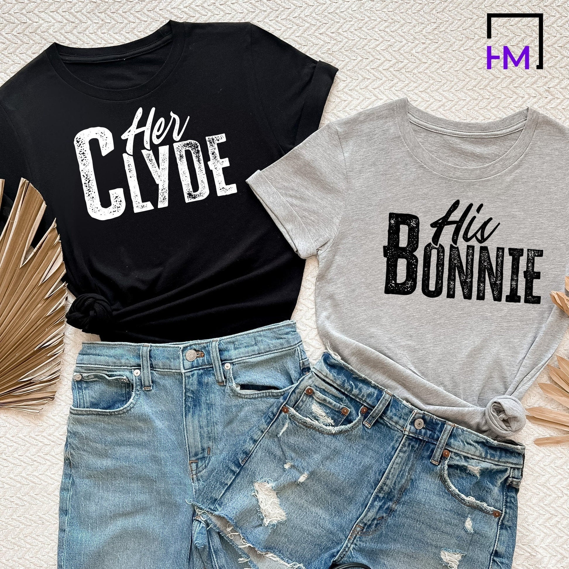 Funny Couples Shirts, Bonnie Clyde Gift for boyfriend, Wife, Husband, Engagement Announcement, Cute Couples Sweater/Hoodie, Wedding Present HMDesignStudioUS
