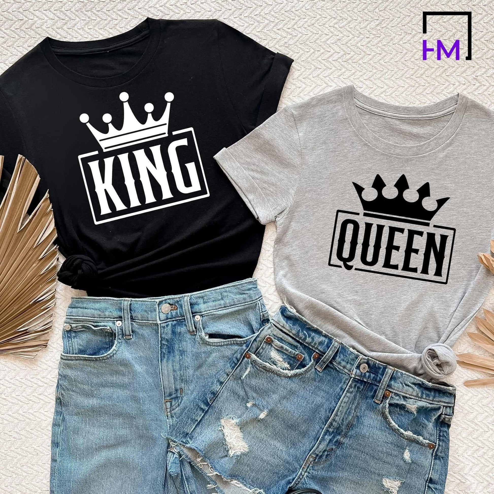 Funny Couples Shirts, Couples gift for boyfriend, Black King African Queen, Engagement Announcement, Couples Sweater/Hoodie, Wedding Present HMDesignStudioUS