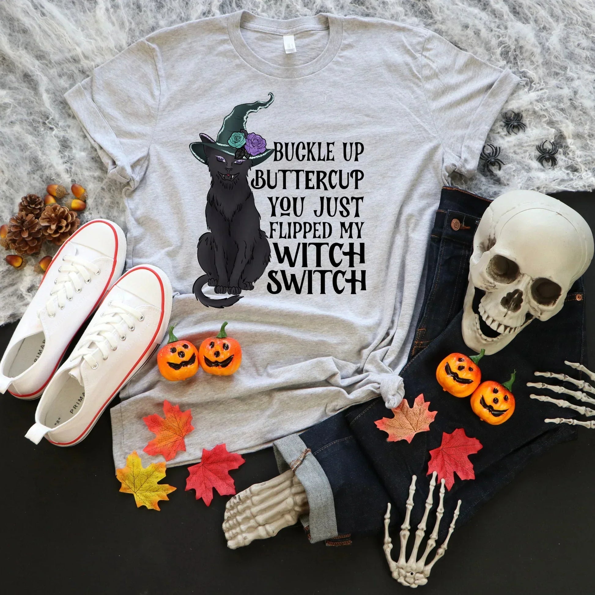 Funny Halloween Shirt, Black Cat Shirt, Gothic Shirt, Witchy Vibes, Pastel Halloween Sweatshirt, Magical Witch Hat Cat Shirt, Goth Style