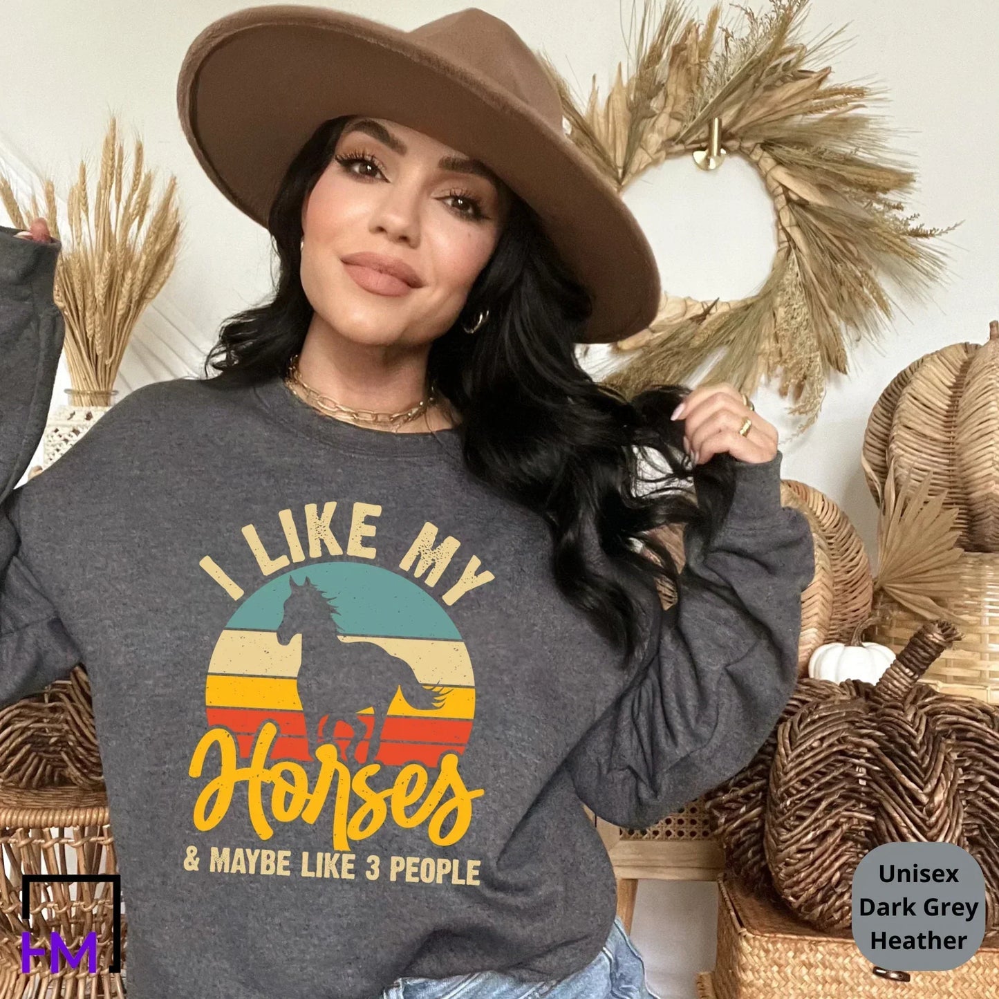 Funny Horse Shirt, Horse Lover Sweater, Gifts for Women, Horse Owner Gifts, Cute Cowboy Gifts, Farmer Girl Riding Shirt, Horses & 3 People HMDesignStudioUS