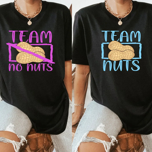 Gender Reveal Shirts, Reveal Group Party T-Shirt, Team Nuts, Team No Nuts, Pregnancy Reveal to Husband, Soon to Be Mom, New Baby Coming Soon HMDesignStudioUS