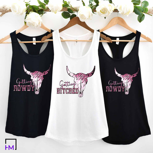 Getting Hitched & Getting Rowdy Bachelorette Party Shirts, Country Themed Bachelorette Party Shirts